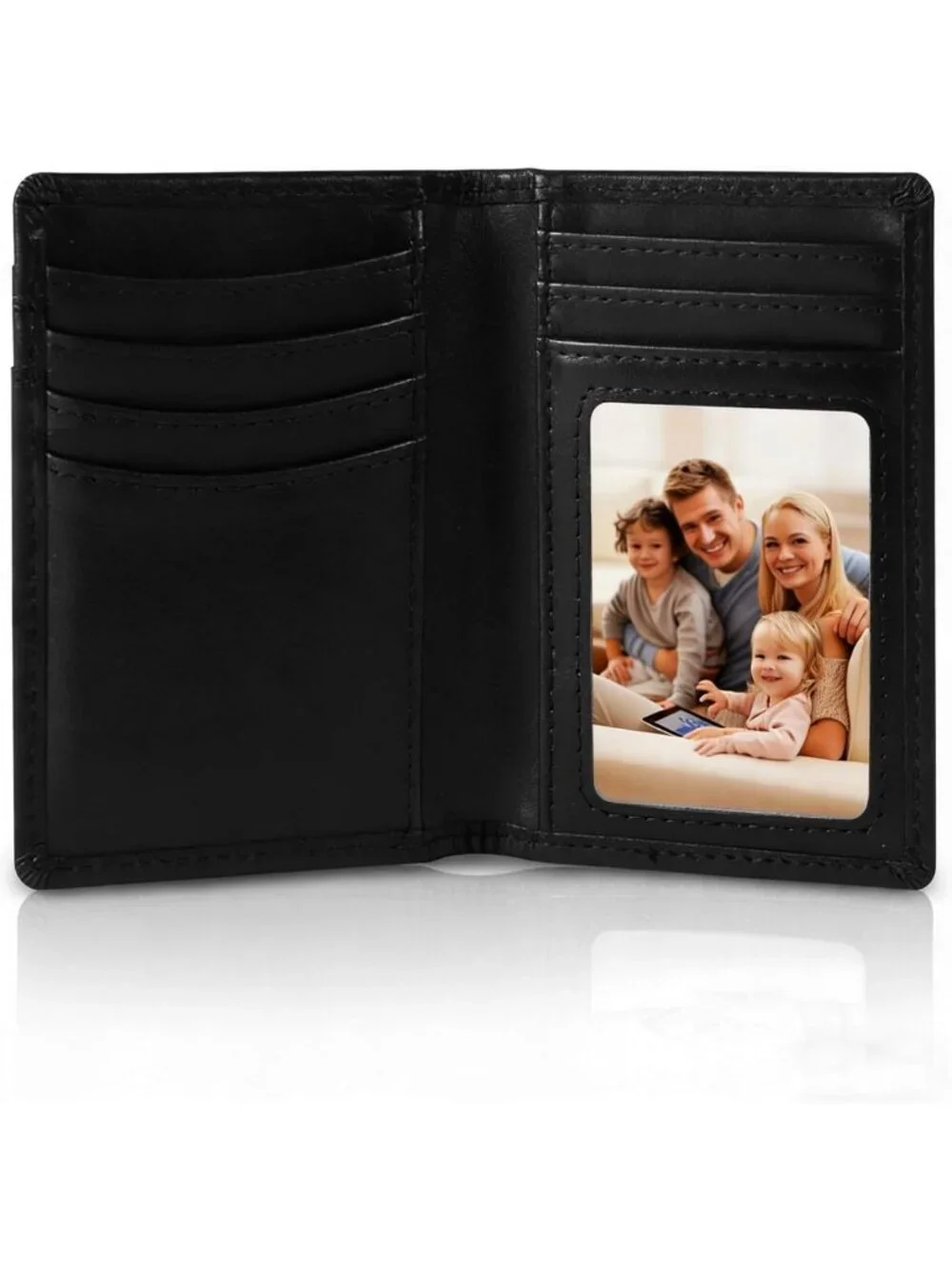 Slim Minimalist Leather Wallet for Men | Small Bifold Card Case & Credit Holder